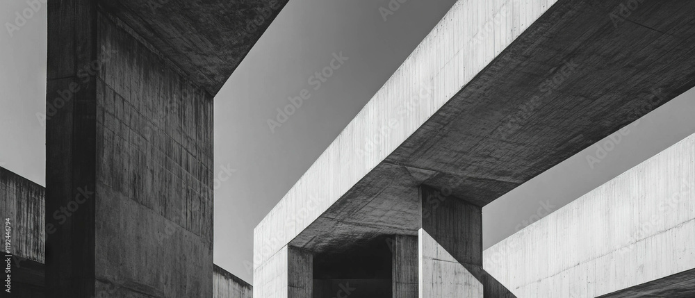Fototapeta premium Exploring angular lines and geometric forms in modern architectural composition