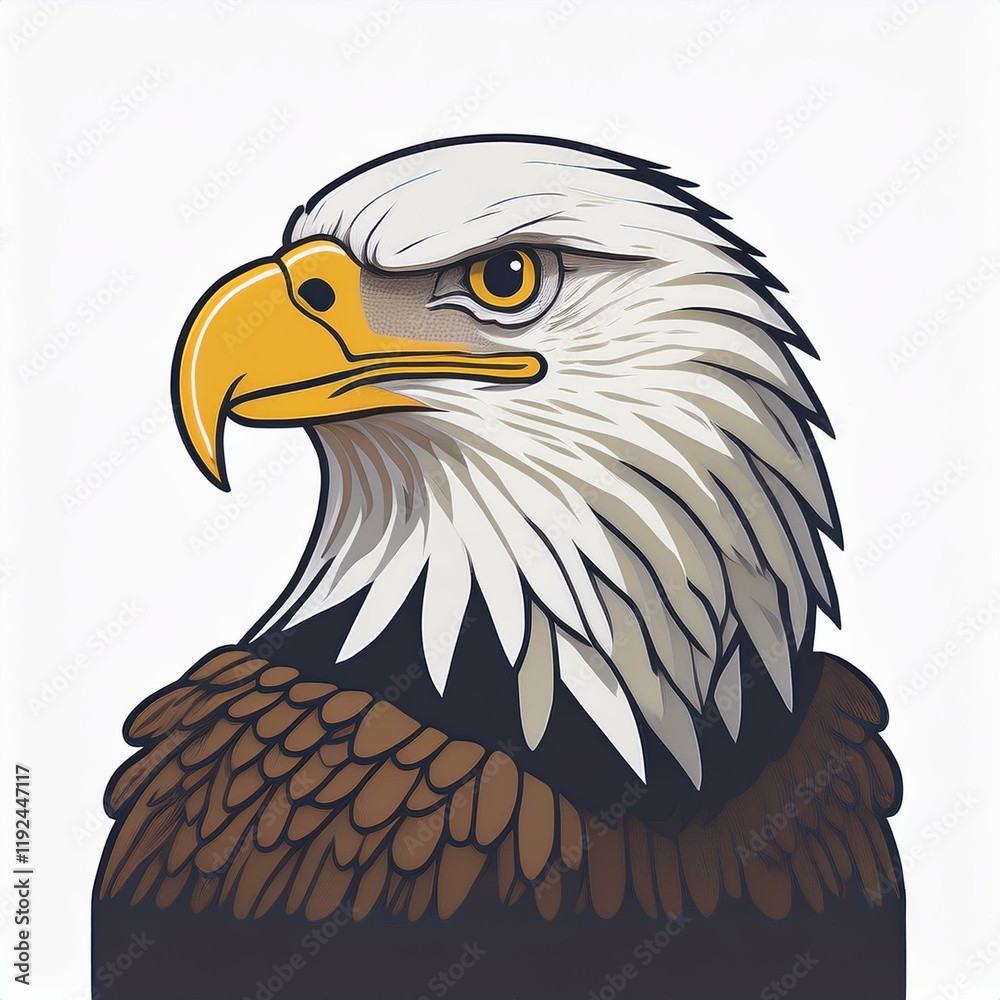 Obraz premium Bald eagle flat design. isolated on white background