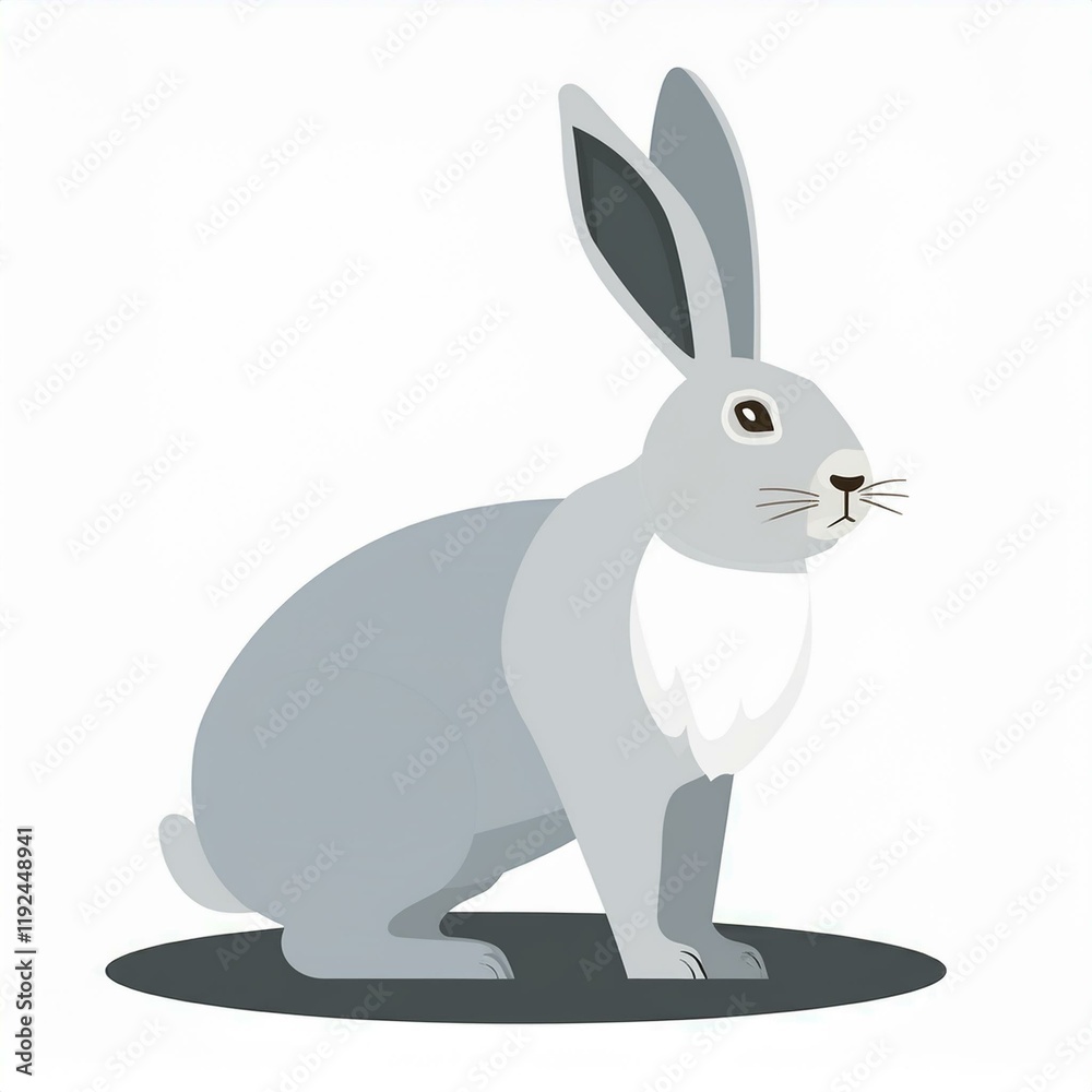 Arctic hare flat design. isolated on white background Arctic hare flat design. isolated on white background