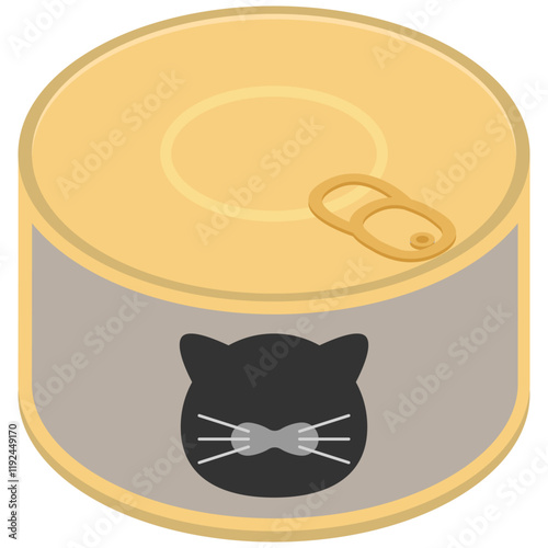缶詰のキャットフード　イラスト　ベクター