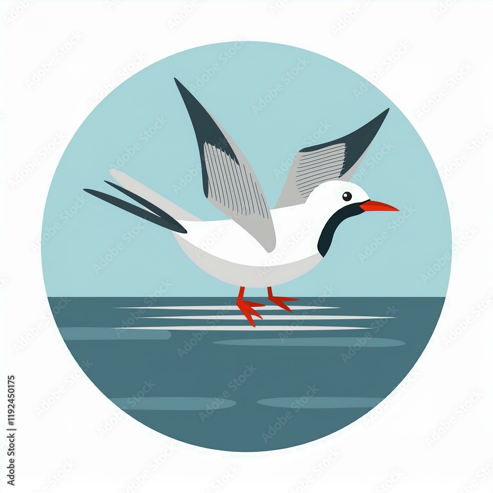 Obraz premium Arctic tern flat design. isolated on white background
