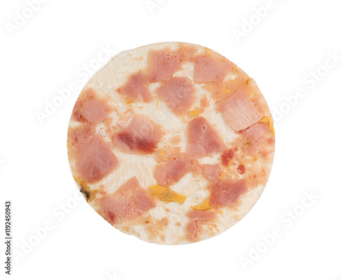 Bilde på lerret Meat jelly slices, ham aspic isolated, sausage, aspic jelly, winter meat galart,