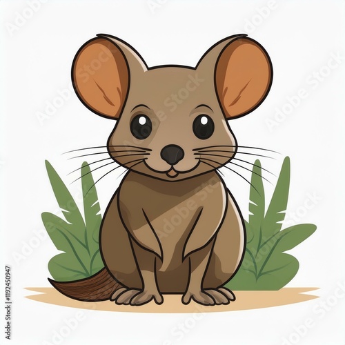 African elephant shrew flat design. isolated on white background photo