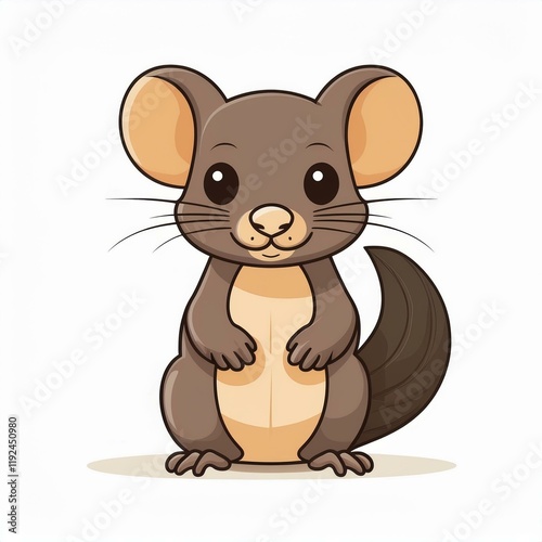 African elephant shrew flat design. isolated on white background