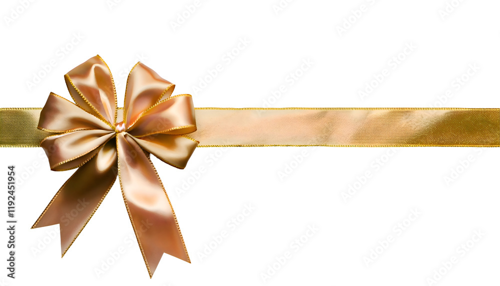 Elegant gold ribbon and bow on a transparent background, perfect for gift wrapping, festive occasions, and decorative designs..png new vector Elegant gold ribbon and bow on a transparent background, perfect for gift wrapping, festive occasions, and decorative designs..png new vector
