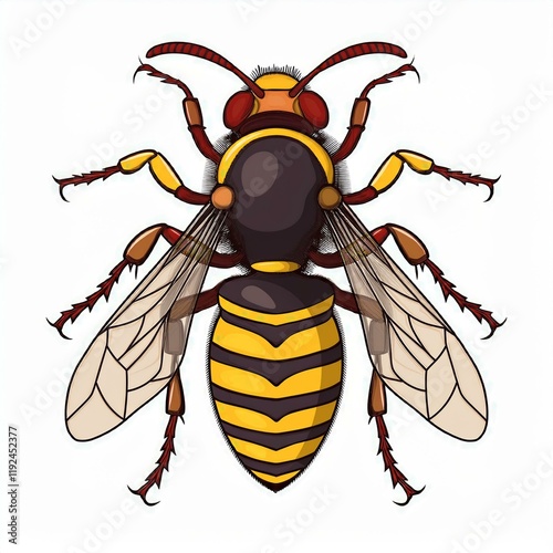 Asian giant hornet flat design. isolated on white background photo