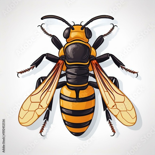 Asian giant hornet flat design. isolated on white background photo