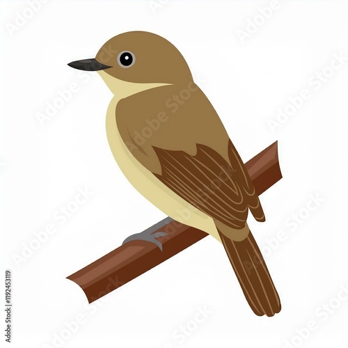 Alder flycatcher flat design. isolated on white background photo