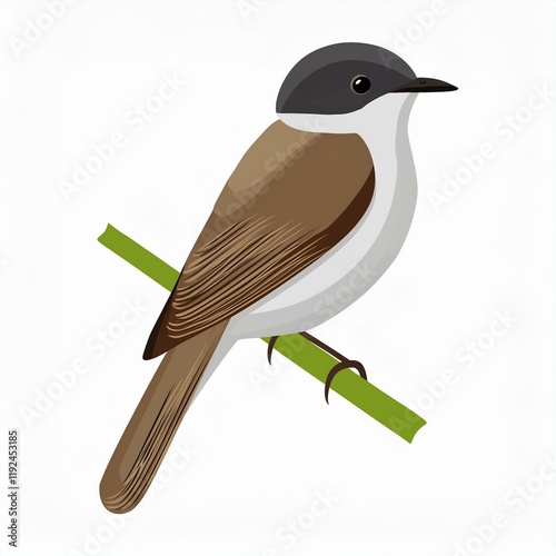 Alder flycatcher flat design. isolated on white background photo