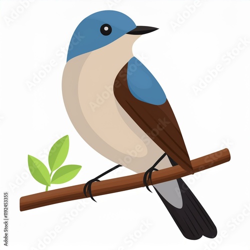 Alder flycatcher flat design. isolated on white background photo