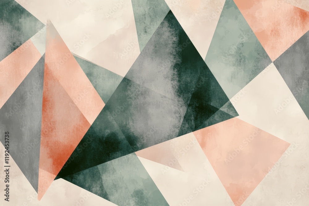 Abstract geometric shapes in muted tones of green and peach, creating a modern artistic background, ideal for design projects, presentations, or digital art. Abstract geometric shapes in muted tones of green and peach, creating a modern artistic background, ideal for design projects, presentations, or digital art.