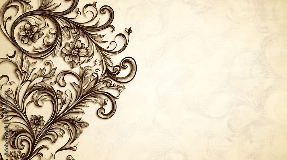 Ornate Floral Design on Cream Background Ornate Floral Design on Cream Background