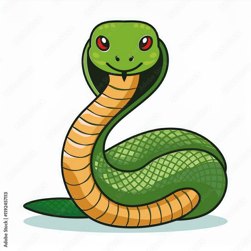 Fototapeta premium Acorn snake flat design. isolated on white background 