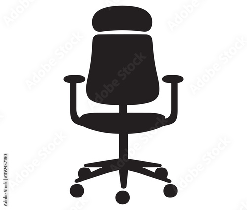 Office chair isolated on white background, Silhouette office chair design