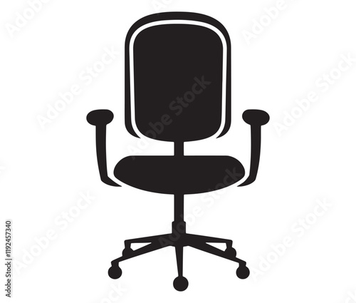 Office chair isolated on white background, Silhouette office chair design
