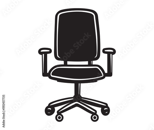Office chair isolated on white background, Silhouette office chair design