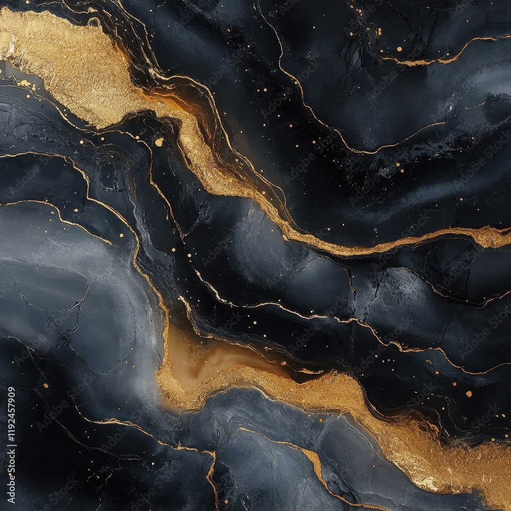 Abstract Dark Gray and Gold Marble Texture with Metallic Veins and Specks. Abstract Dark Gray and Gold Marble Texture with Metallic Veins and Specks.