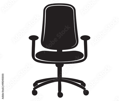 Office chair isolated on white background, Silhouette office chair design