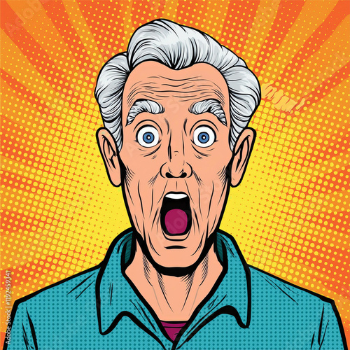 Surprised old man face