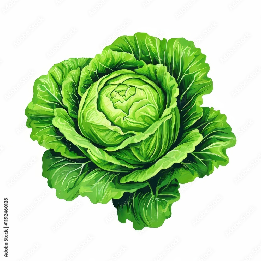 Fototapeta premium the AI Image Generator, Vivid Green Cabbage Botanical Illustration