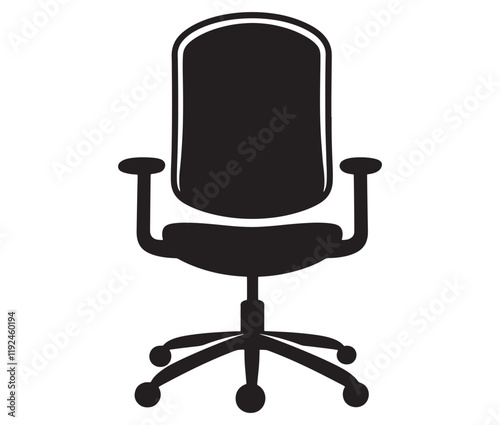 Office chair isolated on white background, Silhouette office chair design