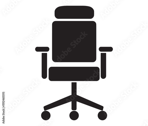 Office chair isolated on white background, Silhouette office chair design