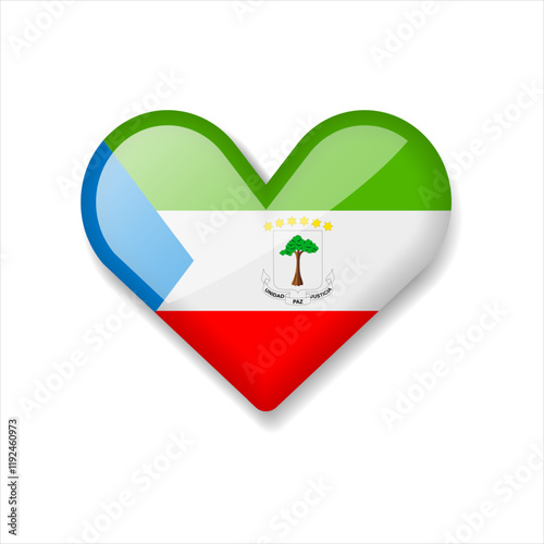 Equatorial Guinea - Shiny Flag in the Form of Heart. Vector Illustration.