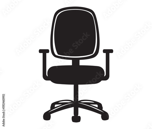 Office chair isolated on white background, Silhouette office chair design