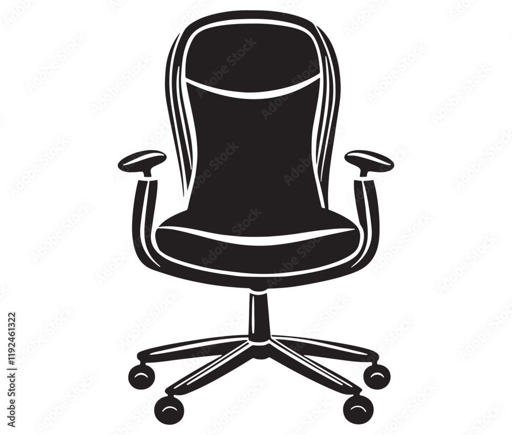 Office chair isolated on white background, Silhouette office chair design Office chair isolated on white background, Silhouette office chair design