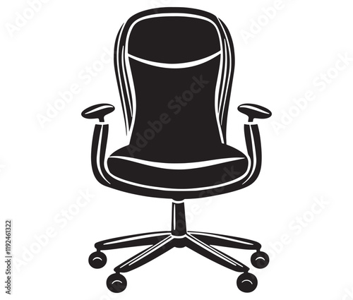 Office chair isolated on white background, Silhouette office chair design