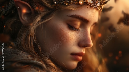 Mystical Elf in Enchanted Kingdom at Twilight