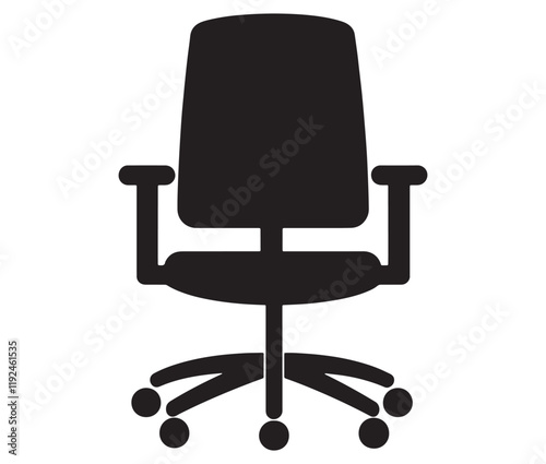 Office chair isolated on white background, Silhouette office chair design