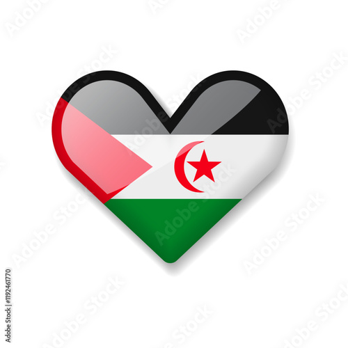 Free Download Western Sahara - Shiny Flag in the Form of Heart. Vector Illustration. - GFXLoad