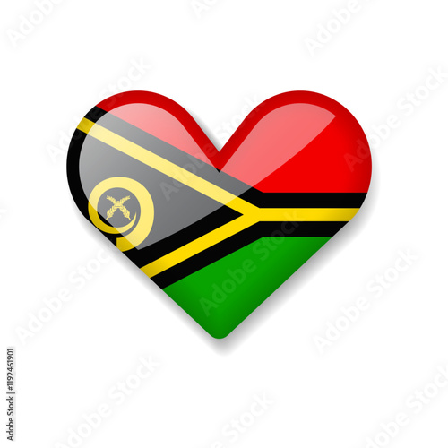 Vanuatu - Shiny Flag in the Form of Heart. Vector Illustration.