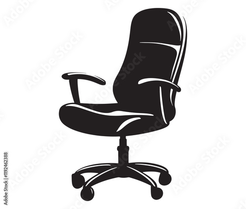 Office chair isolated on white background, Silhouette office chair design