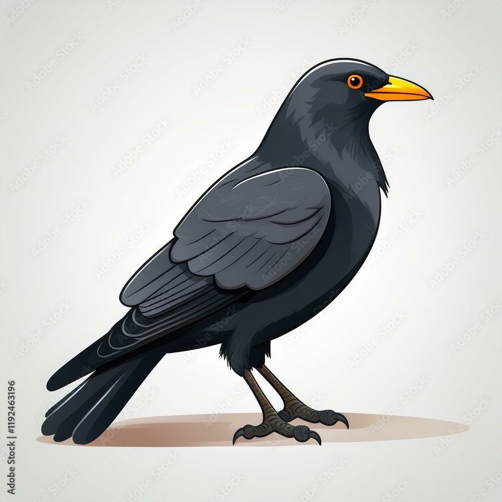 Fototapeta premium Alpine chough flat desing. isolated on white background 