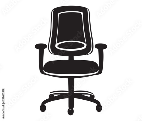 Office chair isolated on white background, Silhouette office chair design