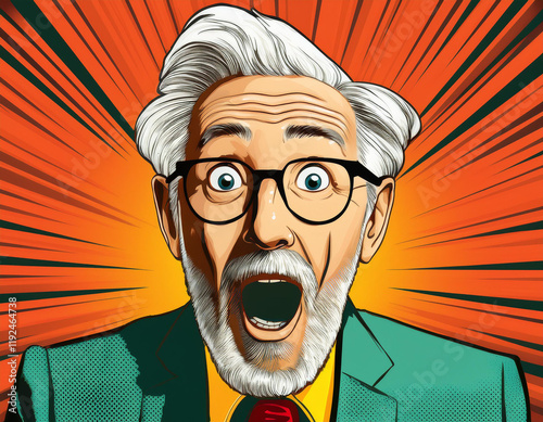 Surprised old man face