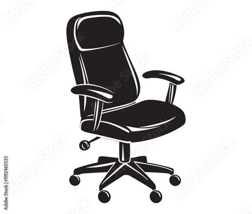 Office chair isolated on white background, Silhouette office chair design