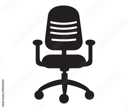 Office chair isolated on white background, Silhouette office chair design