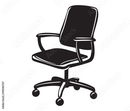 Office chair isolated on white background, Silhouette office chair design