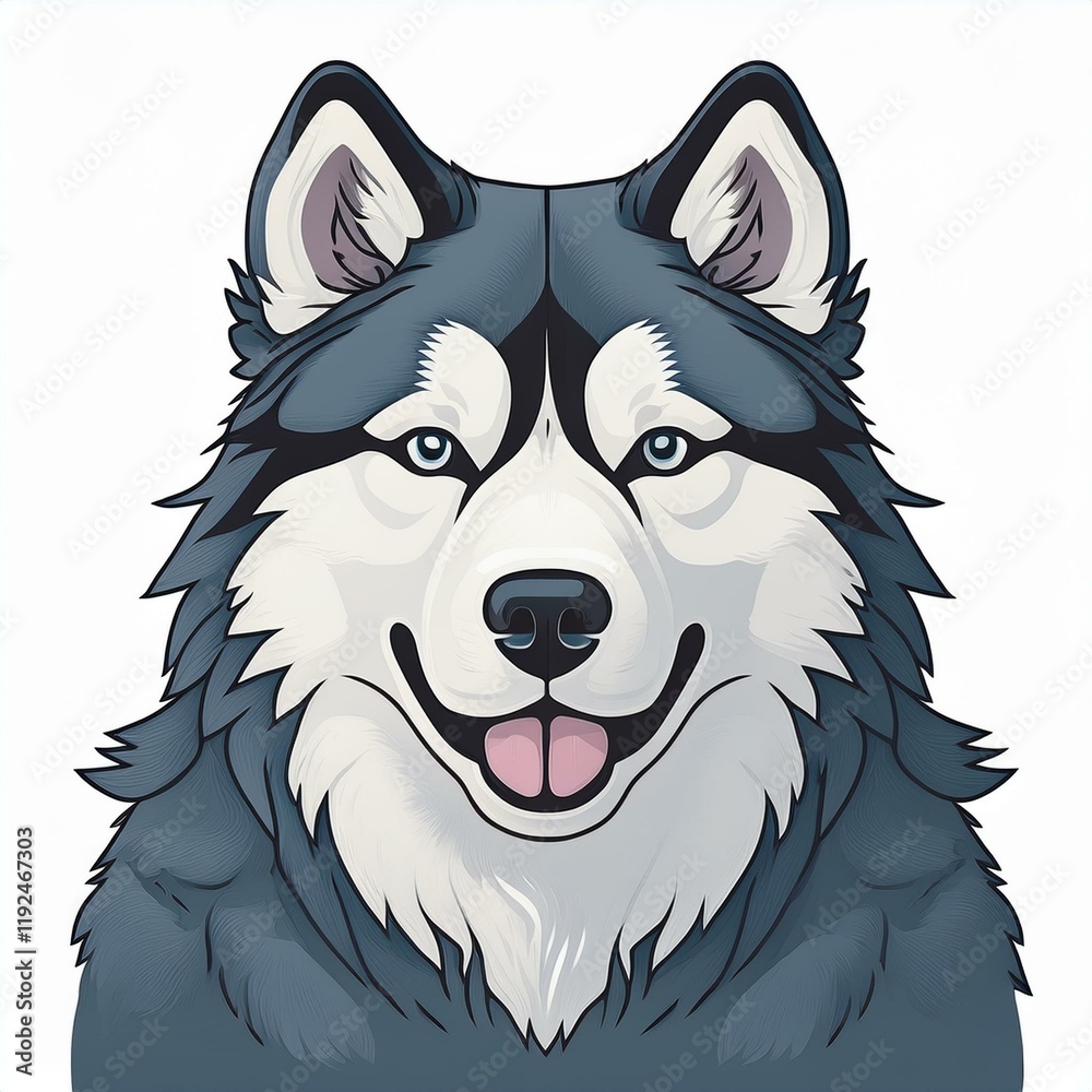 Fototapeta premium Alaskan malamute flat desing. isolated on white background
