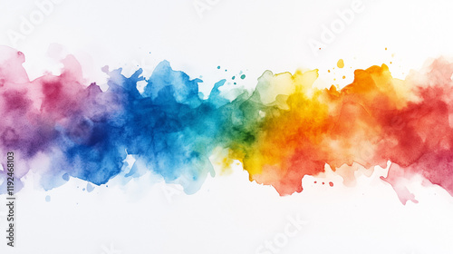 Watercolor Paint Splash with Clean White Background for Text Backdrop
