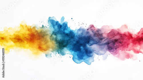 Watercolor Paint Splash with Clean White Background for Text Backdrop