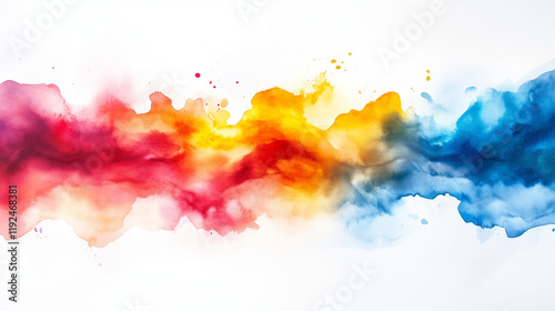 Watercolor Paint Splash with Clean White Background for Text Backdrop