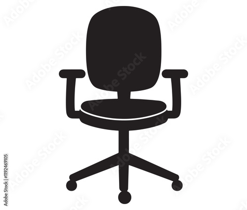 Office chair isolated on white background, Silhouette office chair design
