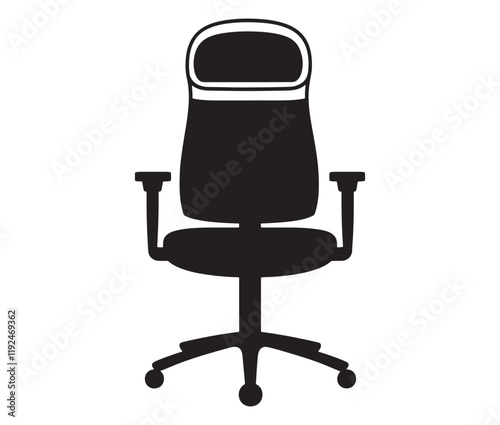 Office chair isolated on white background, Silhouette office chair design