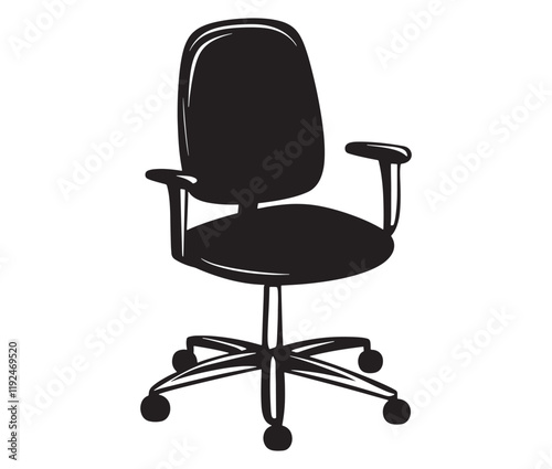 Office chair isolated on white background, Silhouette office chair design