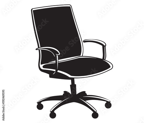 Office chair isolated on white background, Silhouette office chair design