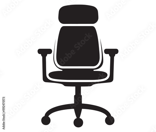 Office chair isolated on white background, Silhouette office chair design